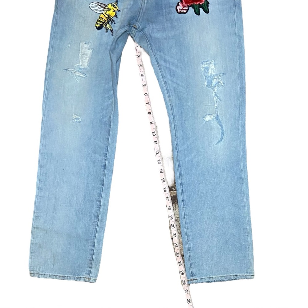 Vintage Y2k Gap Floral Bee Embroidered Patches Slim Cut Jeans Size 31 - Picture 5 of 6